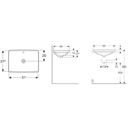 Geberit VariForm 55x40 Cm Dikdörtgen Tezgah Üstü Lavabo - 500.736.01.2