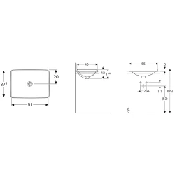 Geberit VariForm 55x40 Cm Dikdörtgen Tezgah Üstü Lavabo - 500.738.01.2