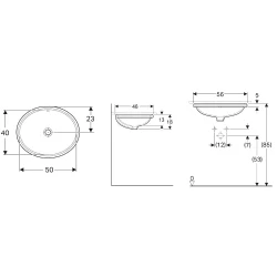Geberit VariForm 56x46 Cm Oval Tezgah Altı Lavabo - 500.752.01.2