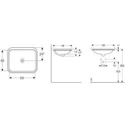 Geberit VariForm 58x49 Cm Dikdörtgen Tezgah Altı Lavabo - 500.767.01.2 Hemen Al