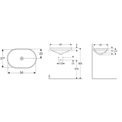 Geberit VariForm 60x40 Cm Tezgah Üstü Lavabo - 500.730.01.2