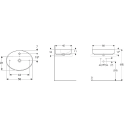 Geberit VariForm 60x45 Cm Oval Çanak Lavabo - 500.772.01.2