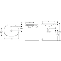 Geberit VariForm 60x45 Cm Tezgah Üstü Lavabo - 500.732.01.2