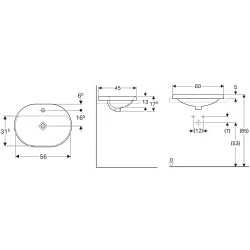 Geberit VariForm 60x45 Cm Tezgah Üstü Lavabo  - 500.734.01.2