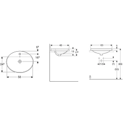 Geberit VariForm 60x48 Cm Oval Tezgah Üstü Lavabo - 500.724.01.2