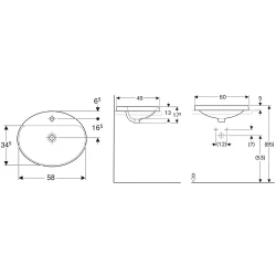Geberit VariForm 60x48 Cm Oval Tezgah Üstü Lavabo - 500.726.01.2
