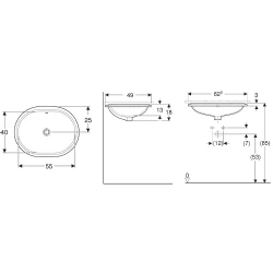 Geberit VariForm 63x49 Cm Eliptik Yuvarlak Tezgah Altı Lavabo - 500.756.01.2