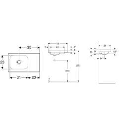 Geberit iCon 53x31 Cm Etajerli Lavabo - 501.832.00.3