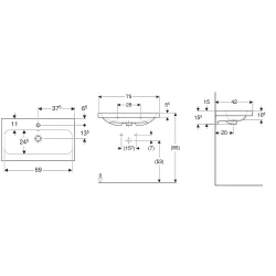 Geberit iCon Light 75x42 Cm Çıkıntılı Lavabo - 501.842.00.5