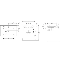 Geberit iCon Light 75x48 Cm Etajerli Lavabo - 501.839.00.5