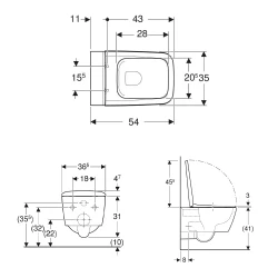 Geberit iCon Square Beyaz Asma Klozet Seti 501.671.00.1