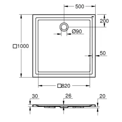 Grohe 100x100 Cm Akrilik Kare Duş Teknesi - 39300000 Hemen Al