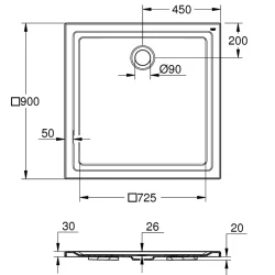 Grohe 90x90 Cm Akrilik Kare Duş Teknesi - 39301000