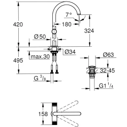 Grohe Atrio Private Collection Tek Delikli Lavabo Bataryası - 21142DC0