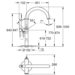 Grohe Atrio Tek Kumandalı Yerden Küvet Bataryası - 32653003