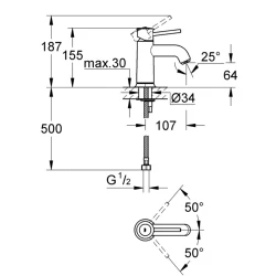 Grohe BauClassic Tek Kumandalı Lavabo Bataryası - 32863000