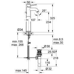 Grohe BauClassic Tek Kumandalı Lavabo Bataryası - 32868000