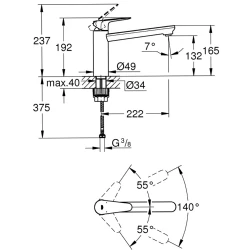 Grohe BauCurve 2020 Tek Kumandalı Eviye Bataryası - 31715000