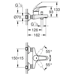 Grohe BauCurve Tek Kumandalı Banyo Bataryası - 23605000