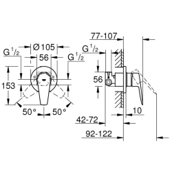 Grohe BauEdge 2020 Tek Kumandalı Duş Bataryası - 29040001 Hemen Al