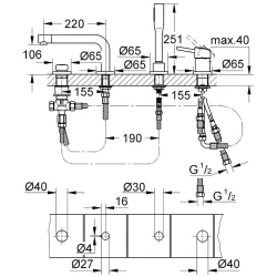 Grohe Concetto New Dört Delikli Küvet bataryası - 19576002