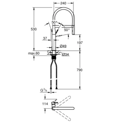 Grohe Concetto New Tek Kumandalı Beyaz Eviye Bataryası - 30294DC0