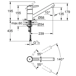 Grohe Concetto New Tek Kumandalı Eviye Bataryası - 32659001