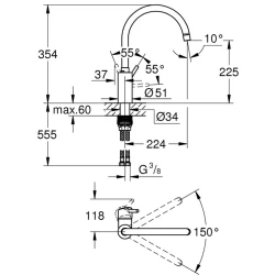 Grohe Concetto New Tek Kumandalı Eviye Bataryası - 32663DC3