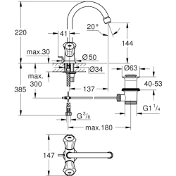 Grohe Costa L Tek Delikli Lavabo Bataryası - 21375001