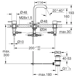 Grohe Essence New 3 Delikli Lavabo Bataryası - 20296001