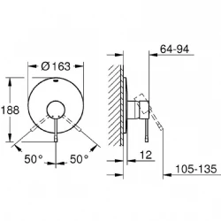 Grohe Essence New Sert Grafik Ankastre Duş Bataryası - 19286A01