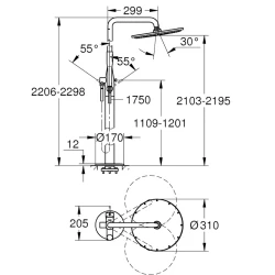 Grohe Essence New  Tek Kumandalı Yerden Duş Bataryası Sistemi - 23741001