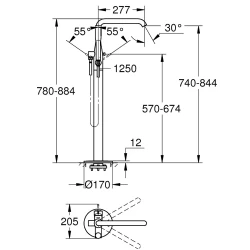 Grohe Essence New Yerden Altın Küvet Bataryası - 25248GL1