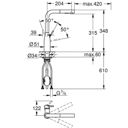 Grohe Essence Tek Kumandalı Eviye Bataryası - 30504DC0