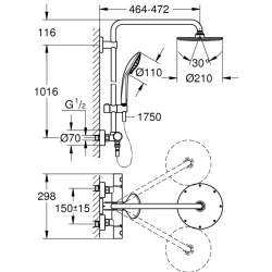 Grohe Euphoria System Duvara Monte Termostatik Bataryalı Duş Sistemi - 26383000