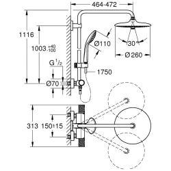 Grohe Euphoria System Duvara Monte Termostatik Bataryalı Duş Sistemi -27615002