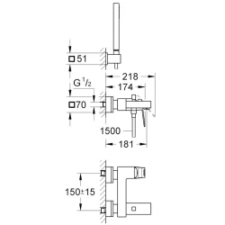 Grohe Eurocube Tek Kumandalı Beyaz Banyo Bataryası - 23141000