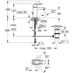 Grohe Eurocube Tek Kumandalı Lavabo Bataryası - 23127DC0 Hemen Al