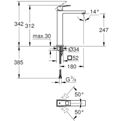 Grohe Eurocube Tek Kumandalı Lavabo Bataryası - 23406DC0