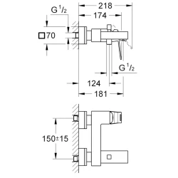 Grohe Eurocube Tek Kumandalı Nikel Banyo Bataryası - 23140AL0