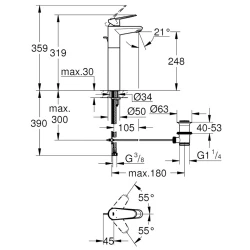 Grohe Eurodisc Cosmopolitan Tek Kumandalı Lavabo Bataryası - 23055002