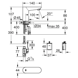 Grohe Euroeco Cosmopolitan E Tek Su Girişli Fotoselli Lavabo Bataryası - 36271000