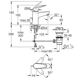 Grohe Euroeco Tek Kumandalı Lavabo Bataryası - 23262001