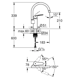 Grohe Eurosmart 2021 Tek Kumandalı Eviye Bataryası - 33202003