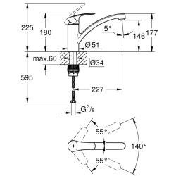 Grohe Eurosmart Tek Kumandalı Eviye Batarya - 3328130E