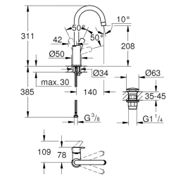 Grohe Eurosmart 2021 Tek Kumandalı Lavabo Bataryası - 23970003