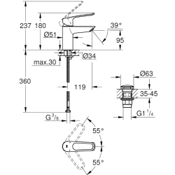 Grohe Eurosmart 2021 Tek Kumandalı Lavabo Bataryası - 23980003