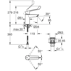 Grohe Eurosmart 2021 Tek Kumandalı Lavabo Bataryası - 23989003