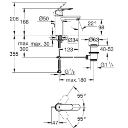 Grohe Eurosmart Cosmo Siyah Lavabo Bataryası - 23325KW0