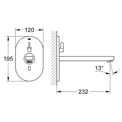 Grohe Eurosmart Cosmopolitan E Tek Su Girişli  Ankastre Fotoselli Lavabo Bataryası - 36376000